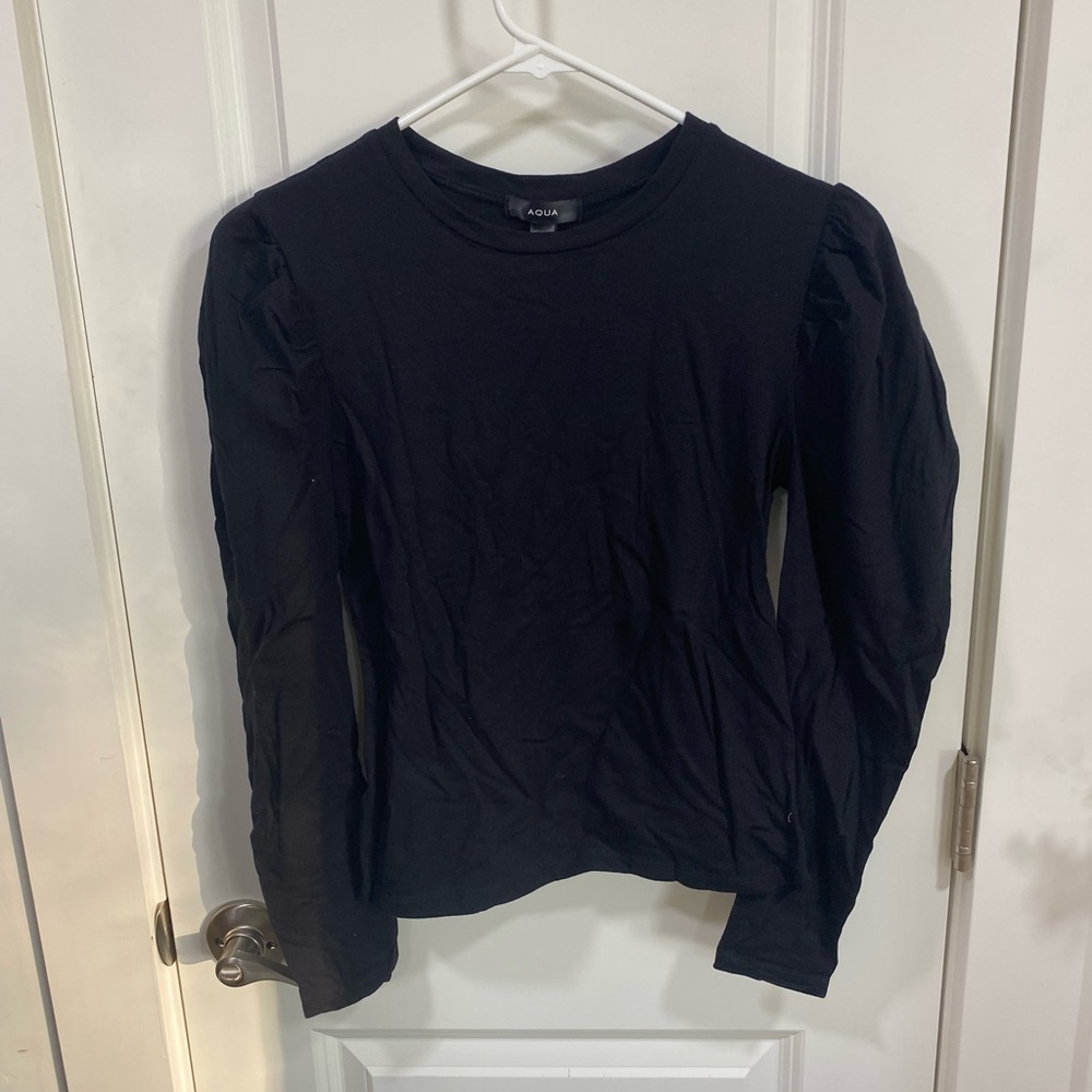 Bloomingdale’s Black Top with Puffed Shoulders. New with tags!